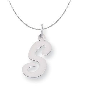 Silver Madison Collection LG Classic Script Initial S Necklace - 18 In